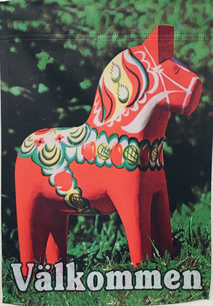 Välkommen Dala horse garden flag