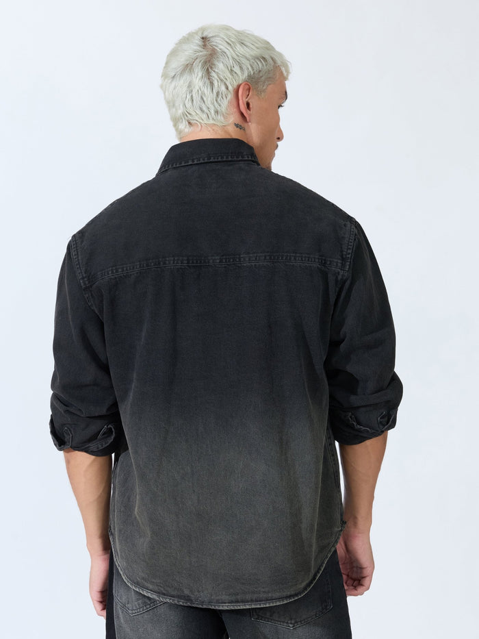 Vapor Wave - Ombre Denim Shirt - Black