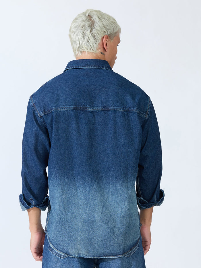 Vapor Wave - Ombre Denim Shirt - Blue