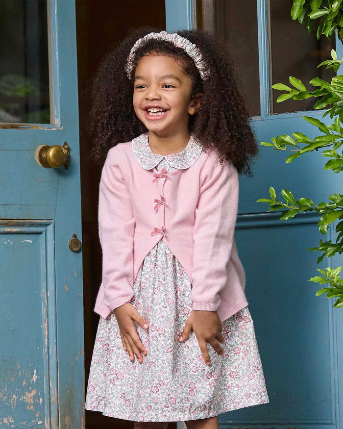 Confiture Cardigan Velvet Bow Cardigan in Pink