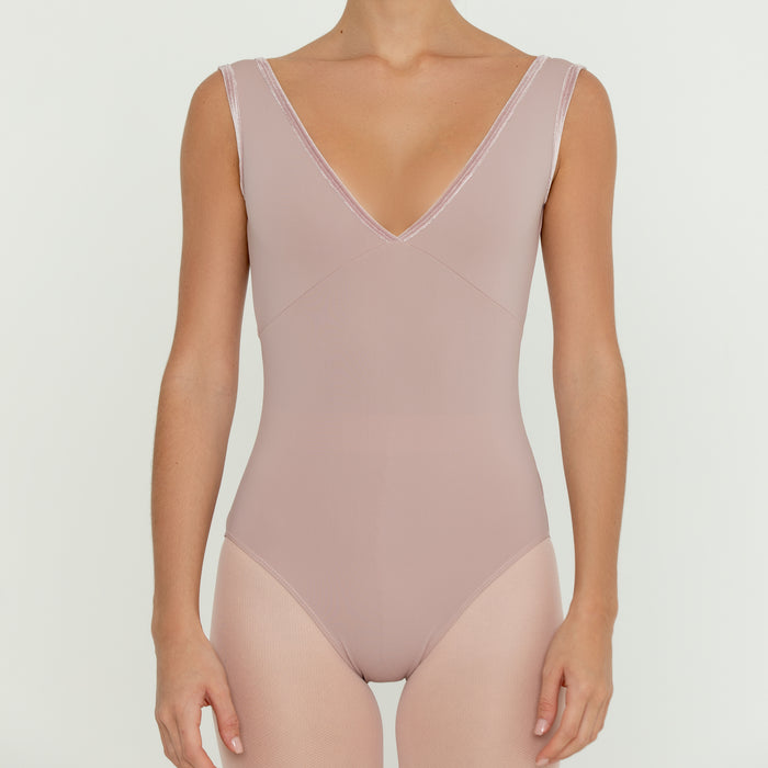 Velvet Trim Leotard ANTIQUE ROSE