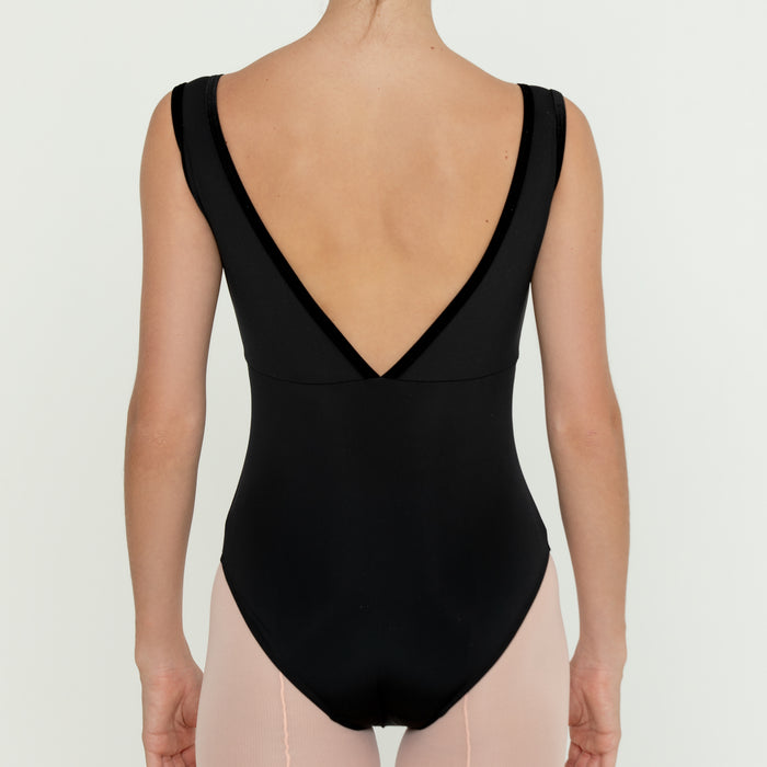 Velvet Trim Leotard BLACK
