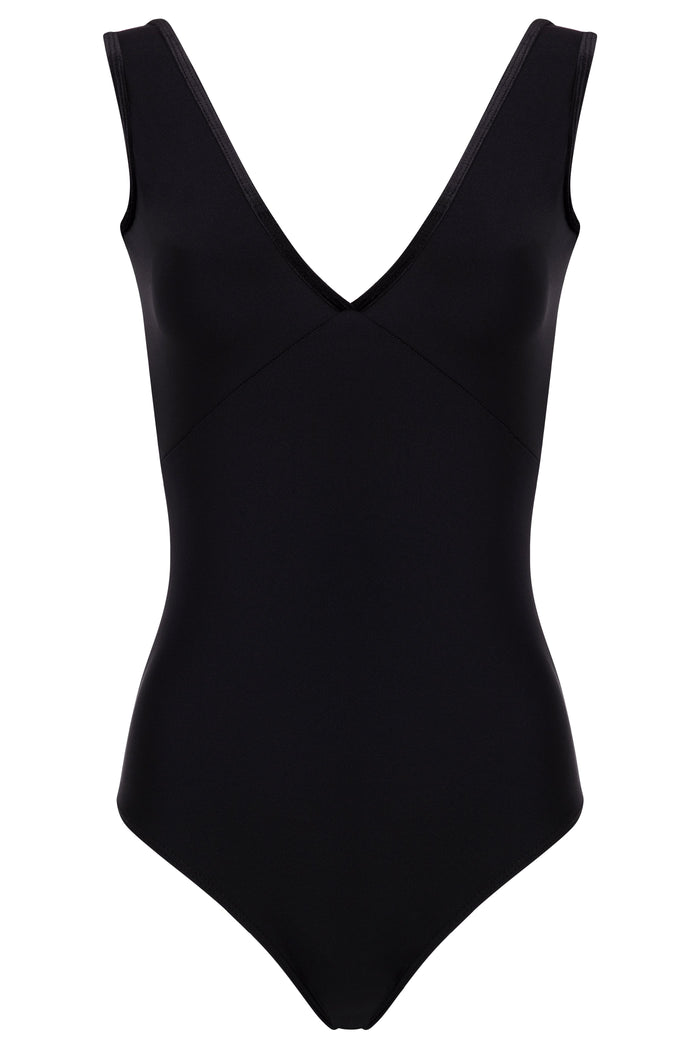 Velvet Trim Leotard BLACK