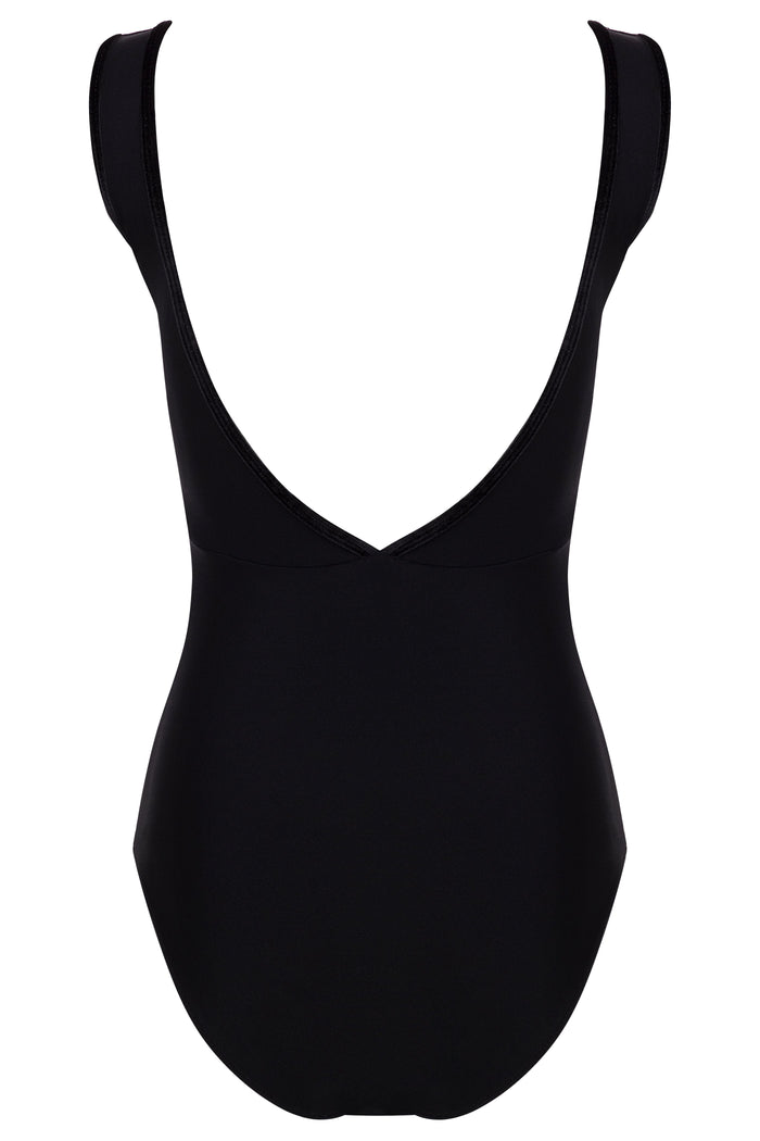 Velvet Trim Leotard BLACK