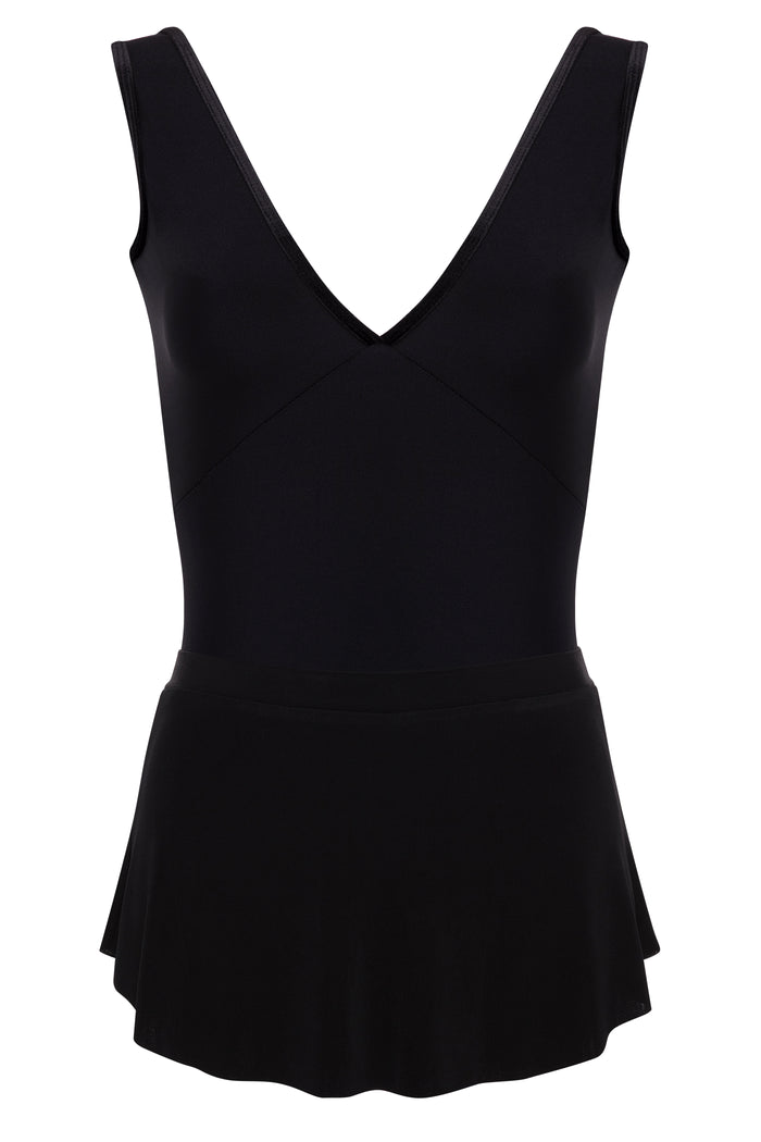 Velvet Trim Leotard BLACK