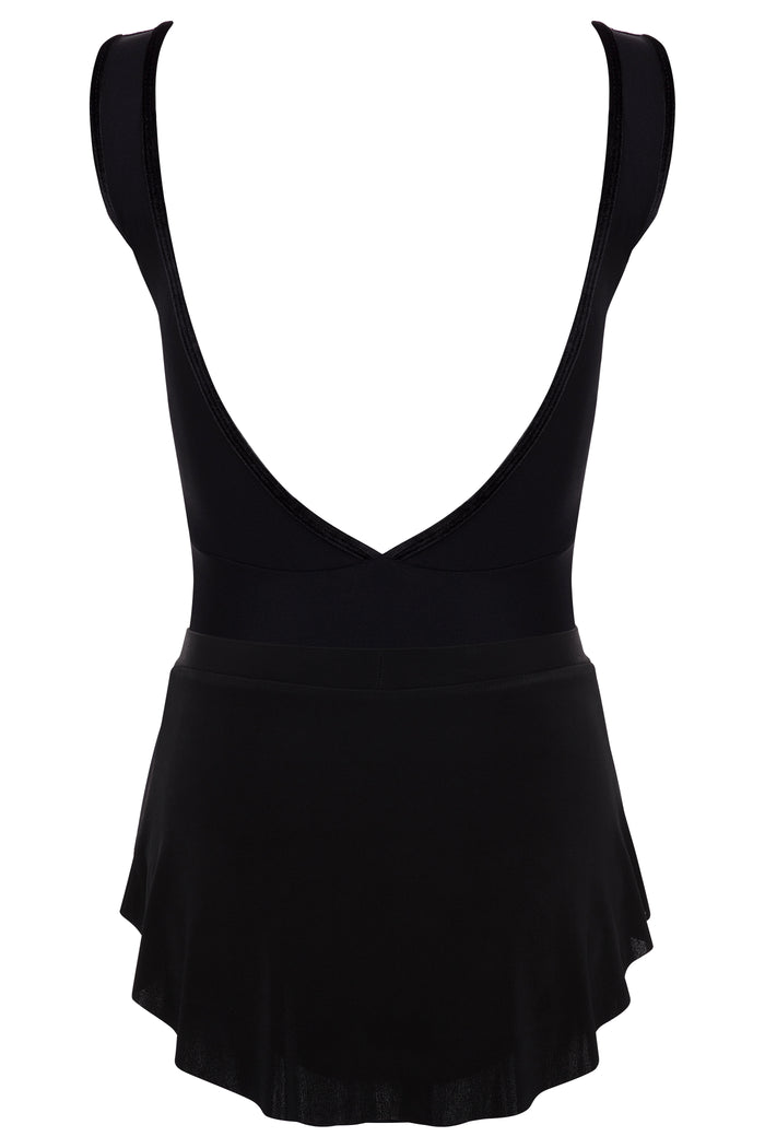 Velvet Trim Leotard BLACK