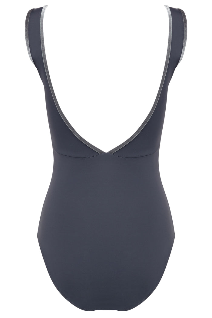 Velvet Trim Leotard GUNMETAL