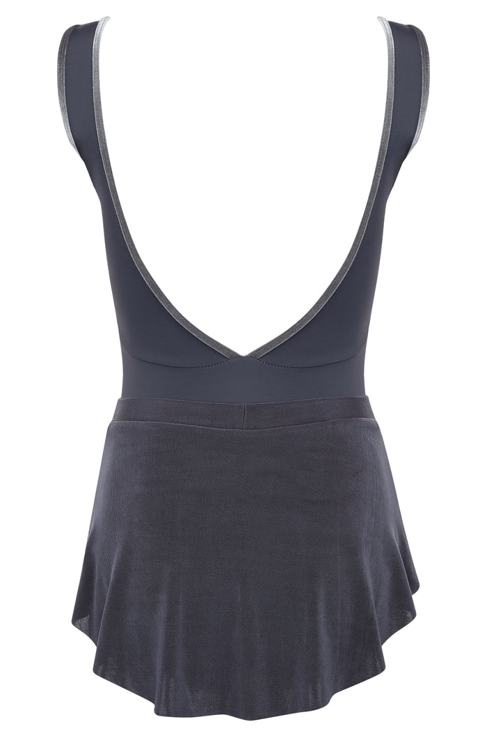 Velvet Trim Leotard GUNMETAL