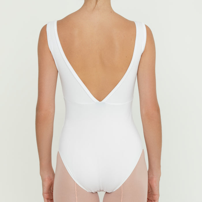 Velvet Trim Leotard WHITE