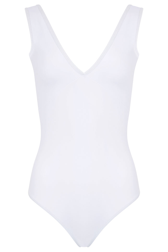 Velvet Trim Leotard WHITE
