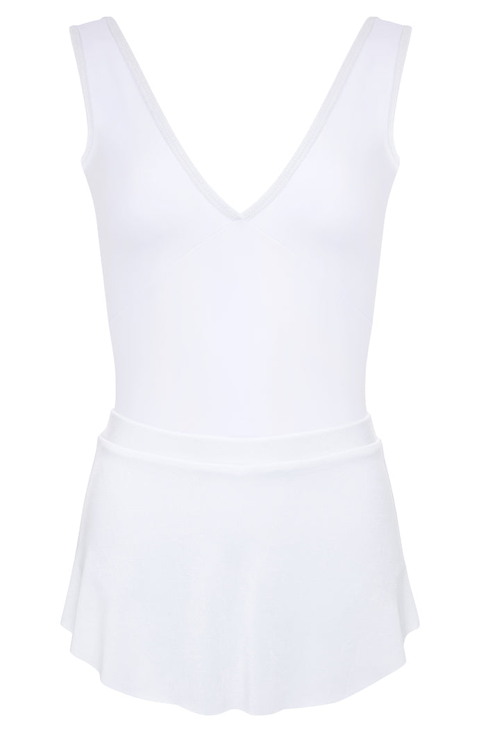 Velvet Trim Leotard WHITE