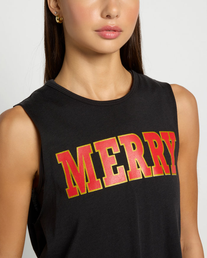 Black $|& Interval Venus Graphic Tank-Merry - SOF Full Front