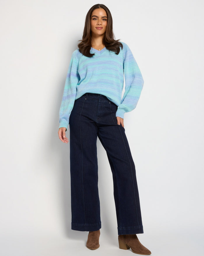 Indigo Haze $|& SEAS Virgo V-Neck Sweater - UGC On Fig