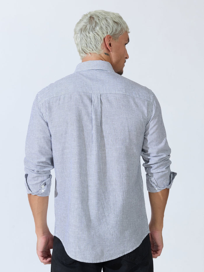 Vodo - Linen Micro Stripe Shirt - Grey