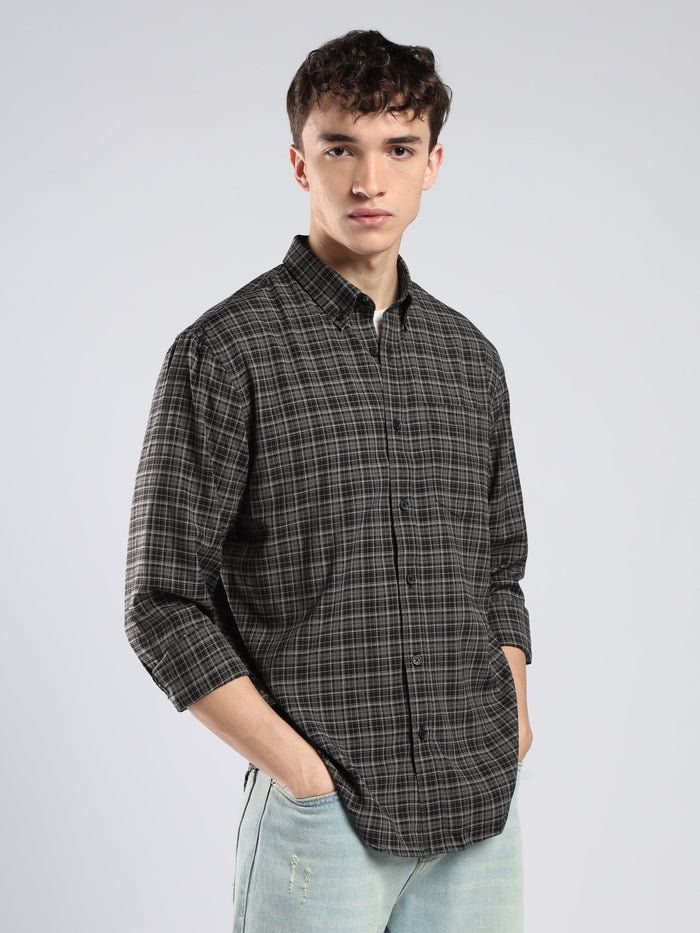 Vololo - Relaxed Fit Checks Shirt - Black
