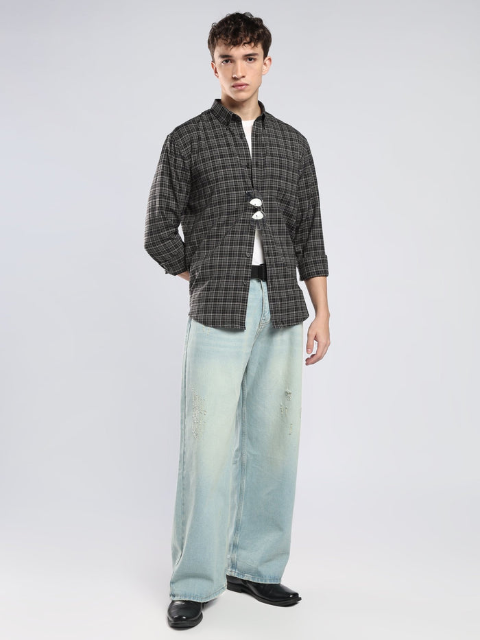 Vololo - Relaxed Fit Checks Shirt - Black