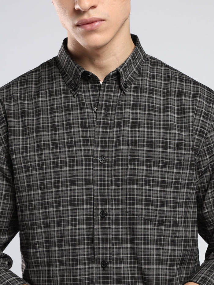 Vololo - Relaxed Fit Checks Shirt - Black