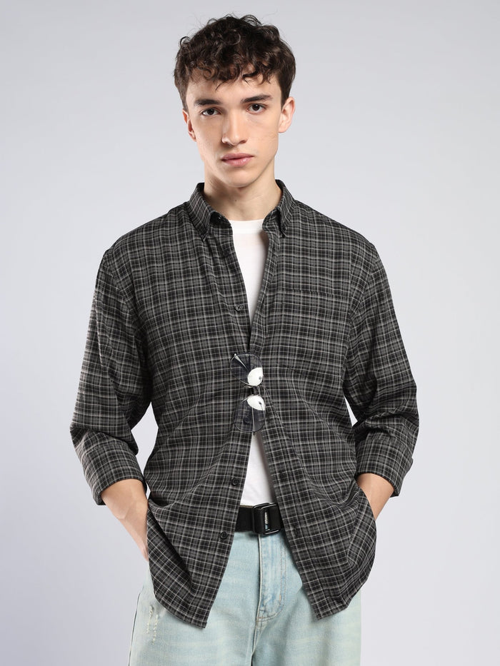 Vololo - Relaxed Fit Checks Shirt - Black