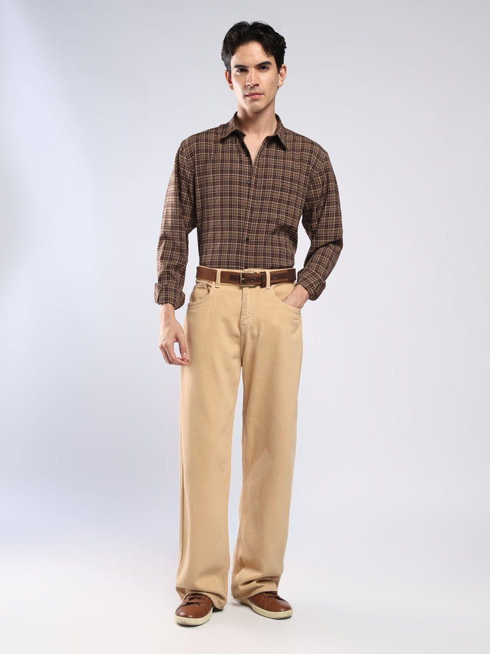 Vololo - Relaxed Fit Checks Shirt - Brown