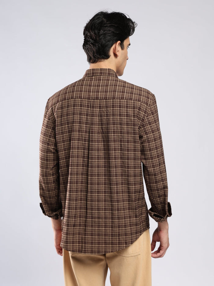 Vololo - Relaxed Fit Checks Shirt - Brown