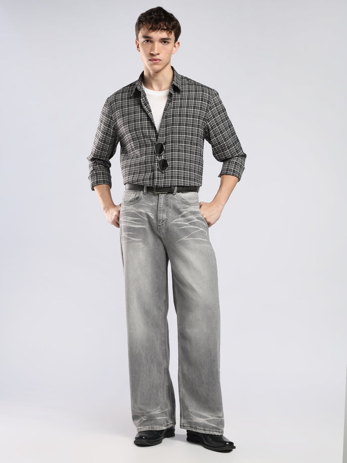 Vololo - Relaxed Fit Checks Shirt - Dark Grey