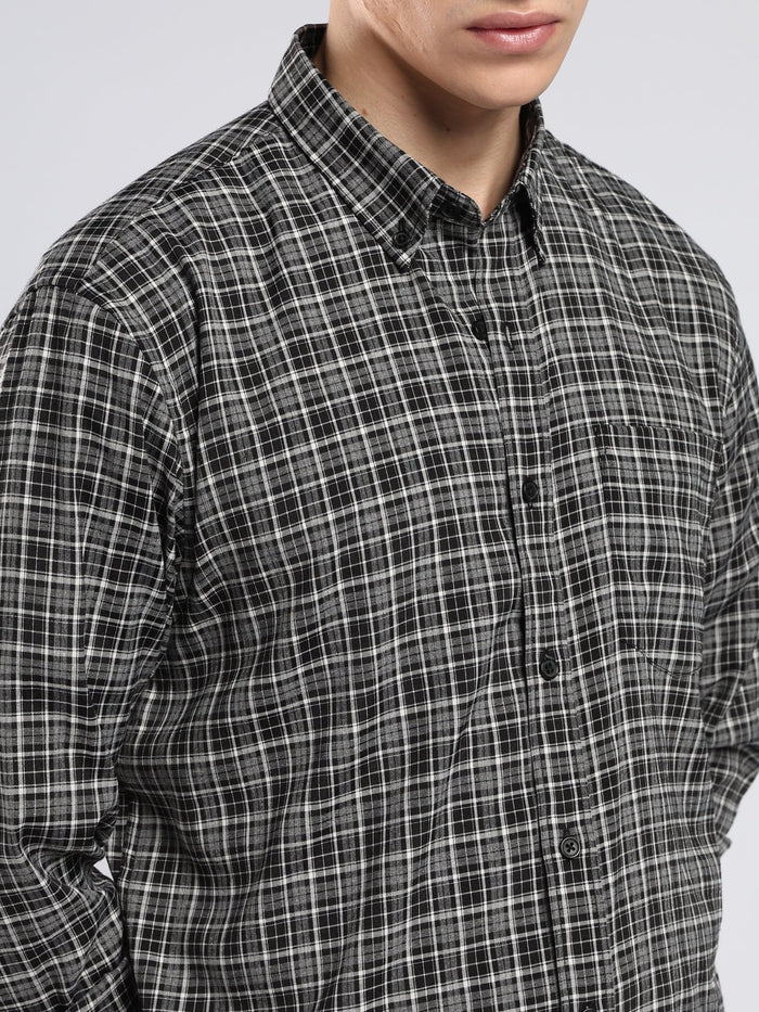 Vololo - Relaxed Fit Checks Shirt - Dark Grey