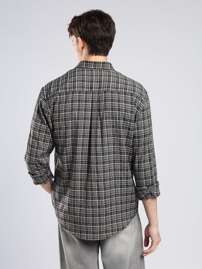 Vololo - Relaxed Fit Checks Shirt - Dark Grey