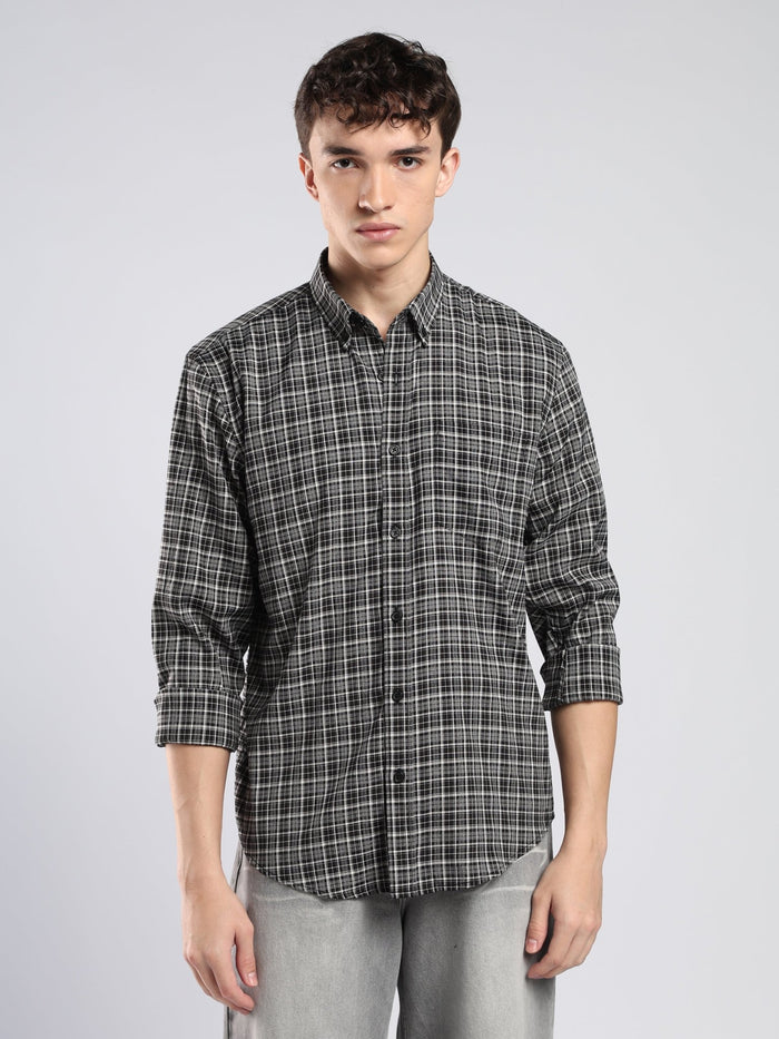 Vololo - Relaxed Fit Checks Shirt - Dark Grey