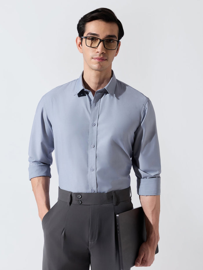 Men's Relaxed Fit Plain Shirt - Airforce Blue