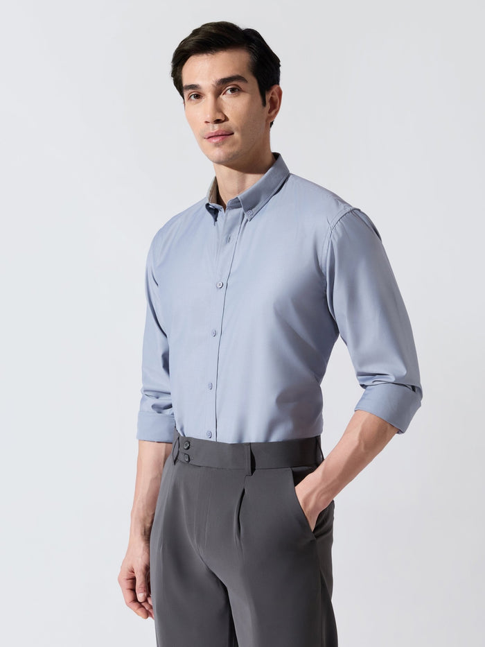 Men's Relaxed Fit Plain Shirt - Airforce Blue