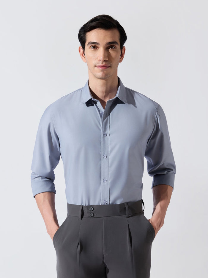 Men's Relaxed Fit Plain Shirt - Airforce Blue