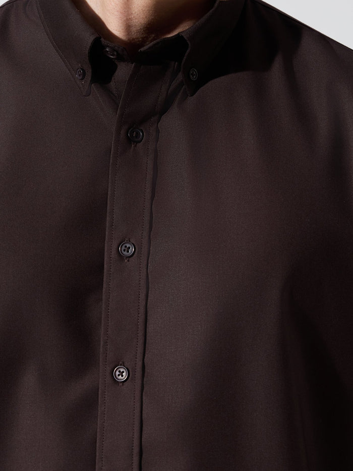 Vosha - Relaxed Fit Plain Shirt - Dark Brown