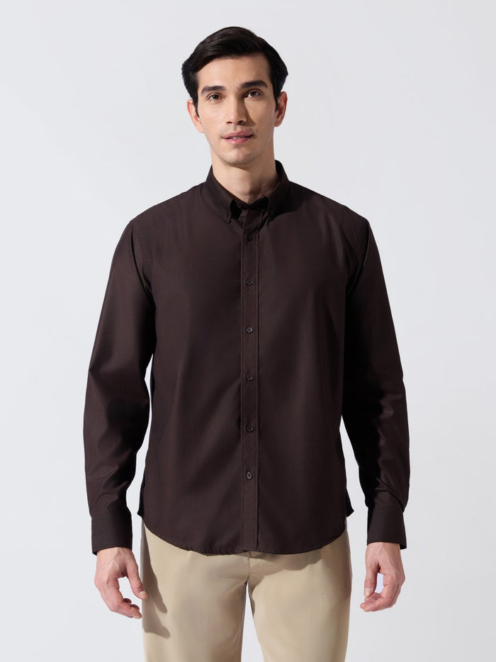 Vosha - Relaxed Fit Plain Shirt - Dark Brown
