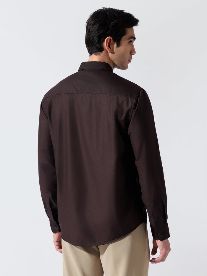 Vosha - Relaxed Fit Plain Shirt - Dark Brown