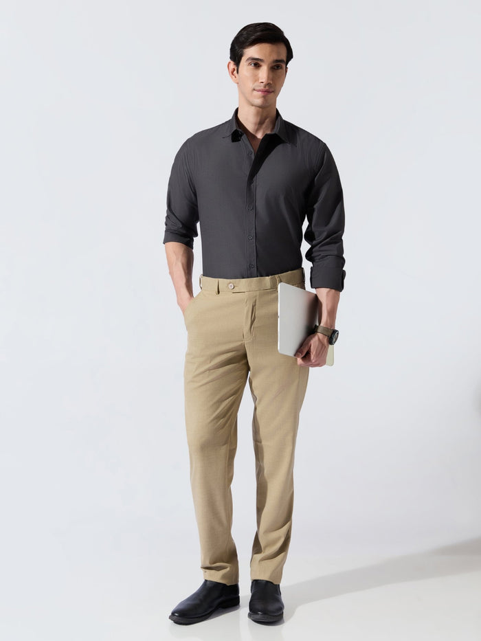 Vosha - Relaxed Fit Plain Shirt - Dark Grey