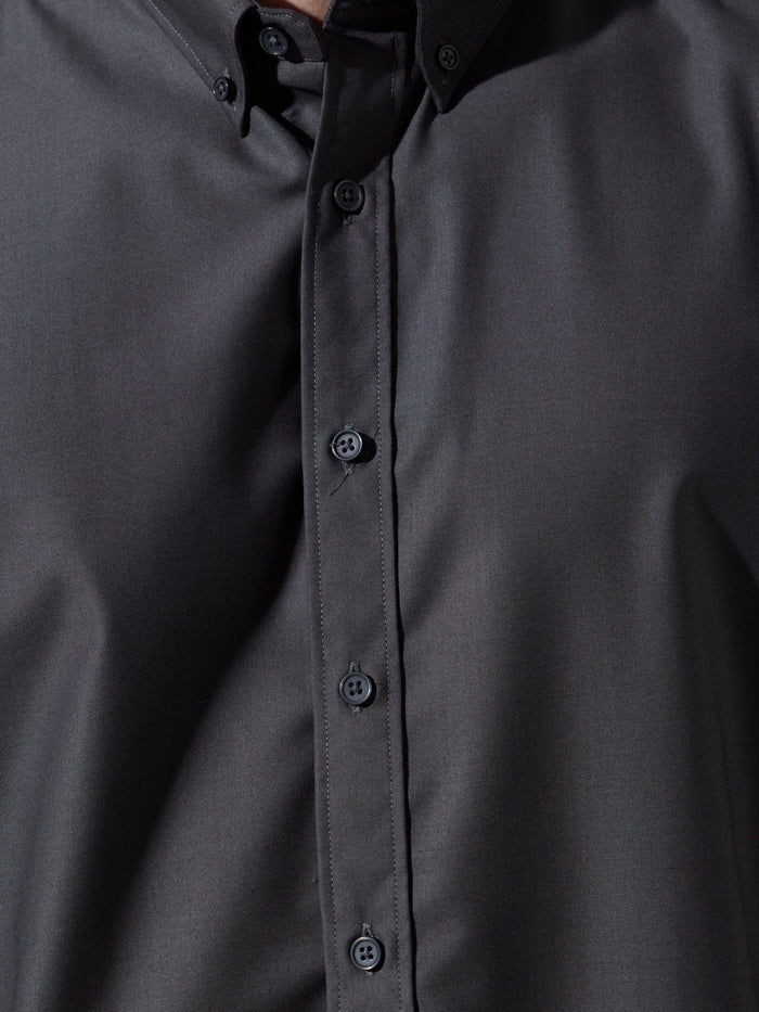 Vosha - Relaxed Fit Plain Shirt - Dark Grey