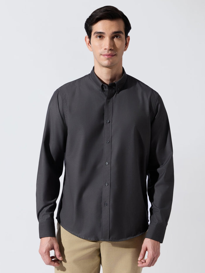 Vosha - Relaxed Fit Plain Shirt - Dark Grey