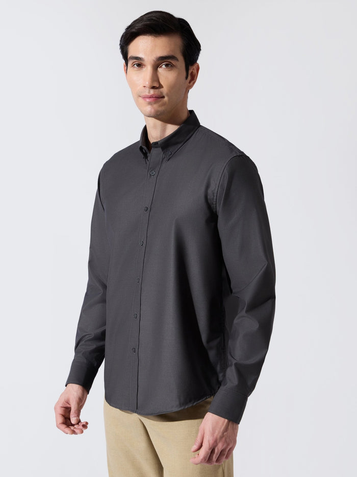 Vosha - Relaxed Fit Plain Shirt - Dark Grey