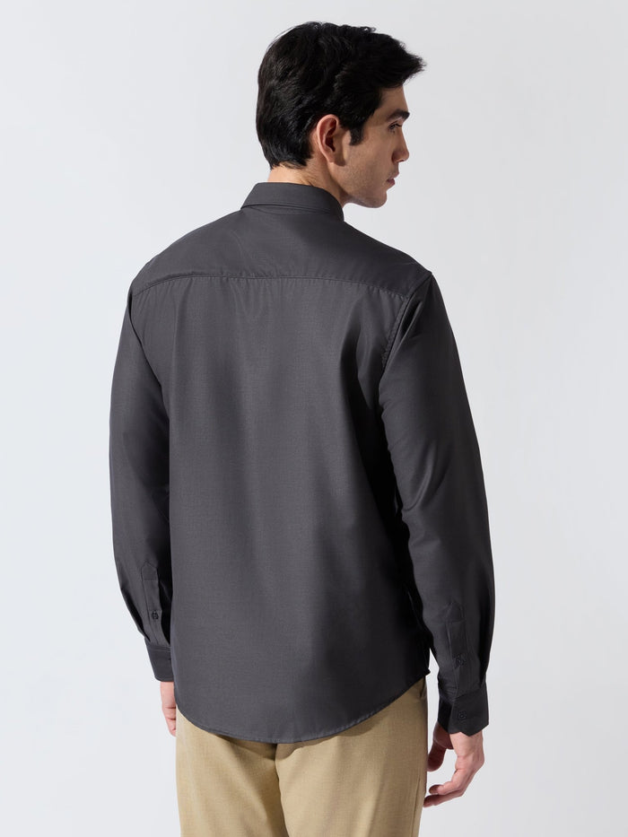 Vosha - Relaxed Fit Plain Shirt - Dark Grey