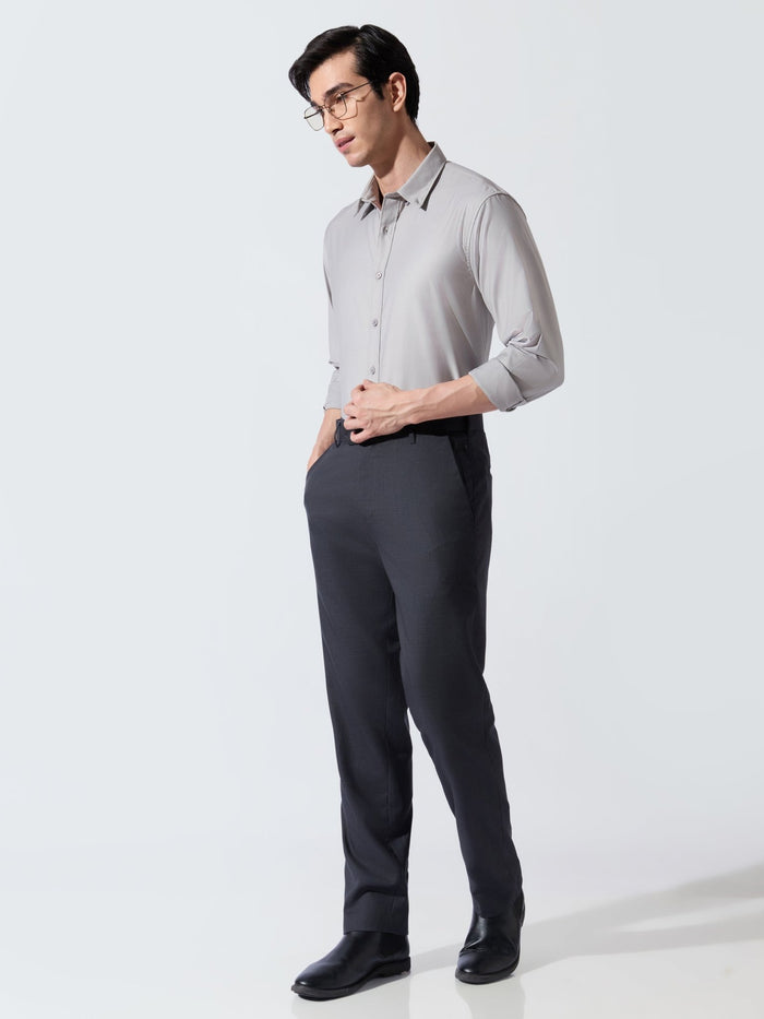 Vosha - Relaxed Fit Plain Shirt - Light Grey