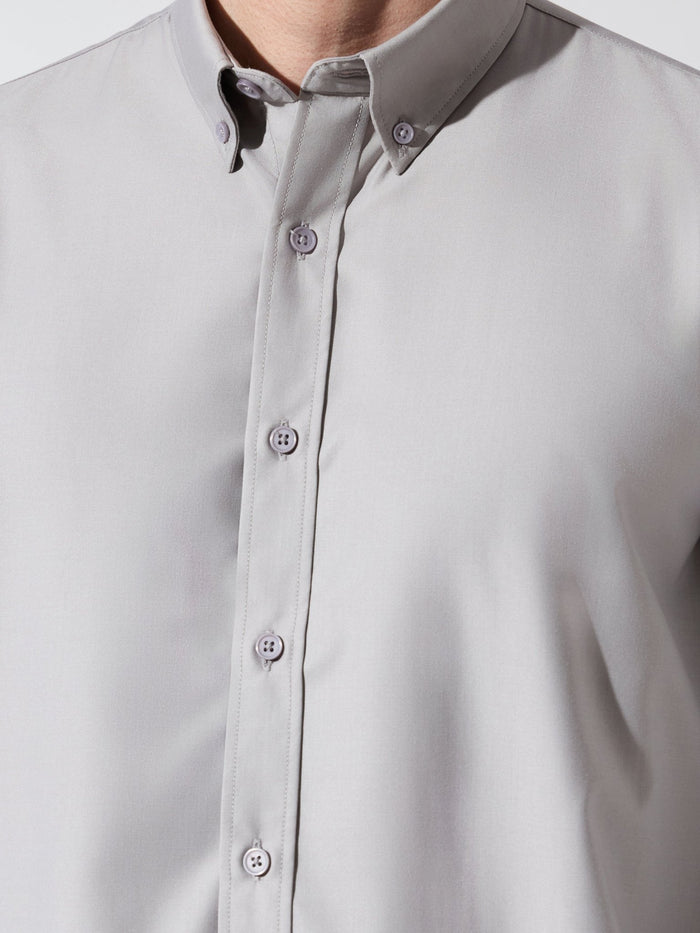 Vosha - Relaxed Fit Plain Shirt - Light Grey