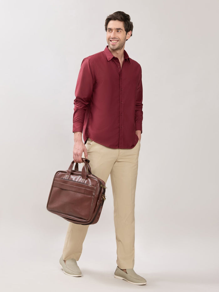Men;s Relaxed Fit Plain Shirt - Maroon