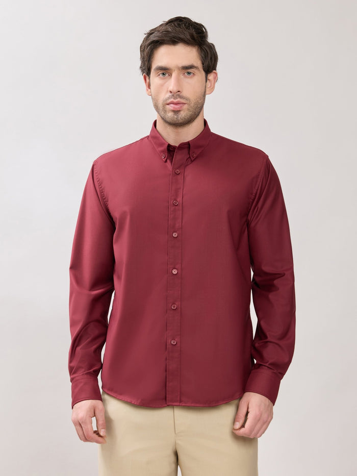 Men;s Relaxed Fit Plain Shirt - Maroon