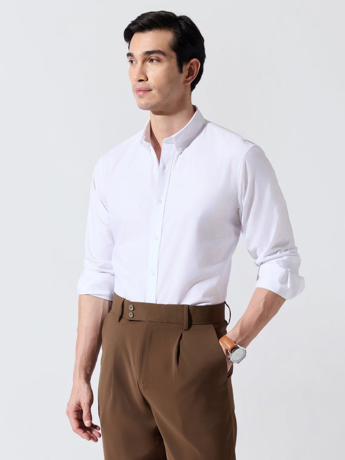 Vosha - Relaxed Fit Plain Shirt - White