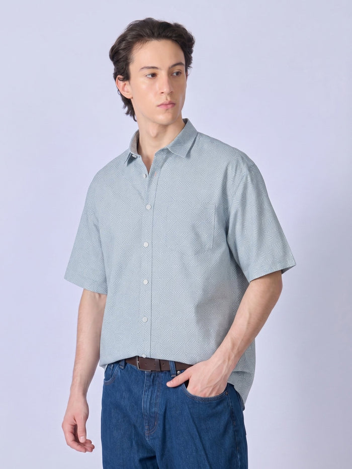 Vovomo - Half Sleeve Printed Shirt - Ocean Blue
