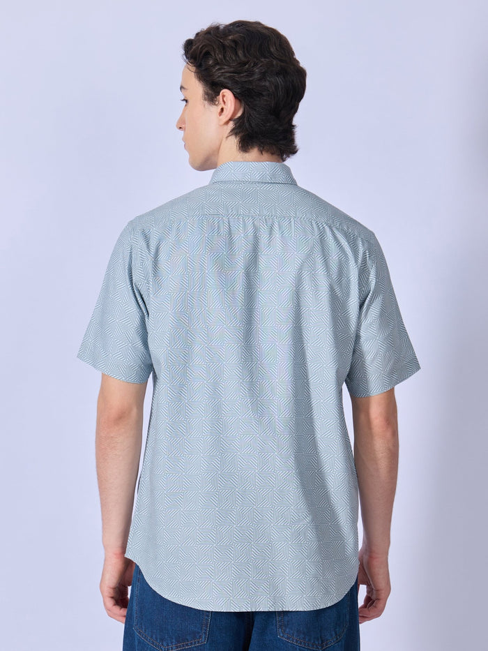 Vovomo - Half Sleeve Printed Shirt - Ocean Blue