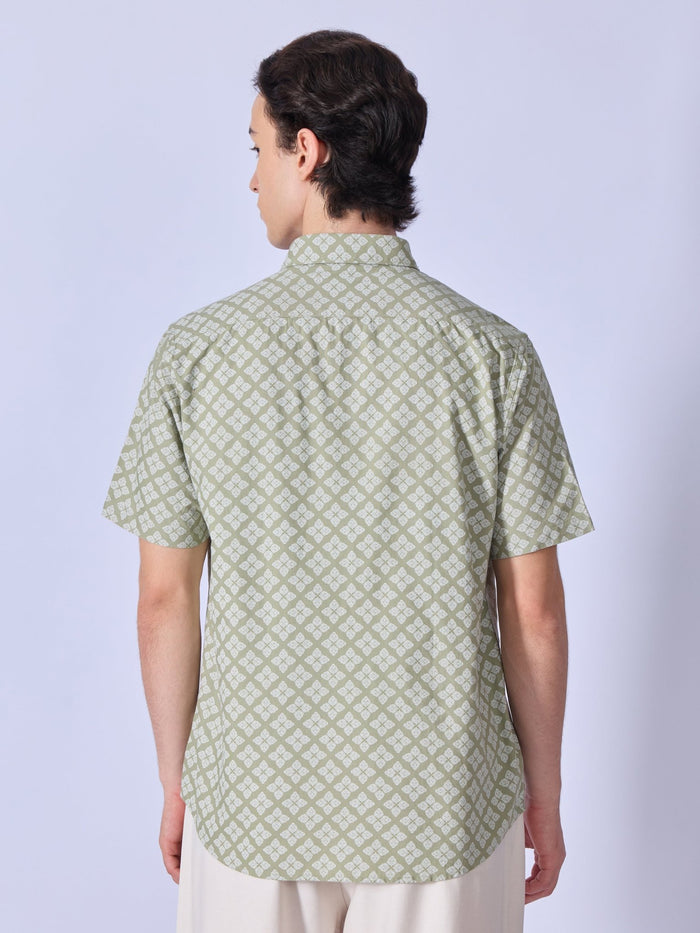 Vovomo - Half Sleeve Printed Shirt - Olive Green