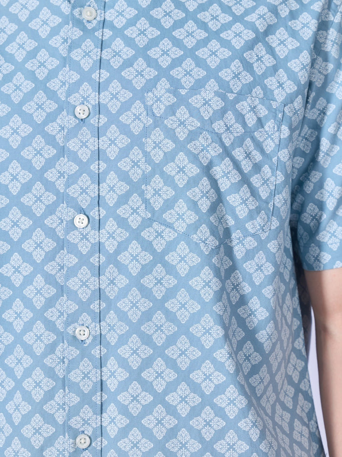 Vovomo - Half Sleeve Printed Shirt - Steel Blue