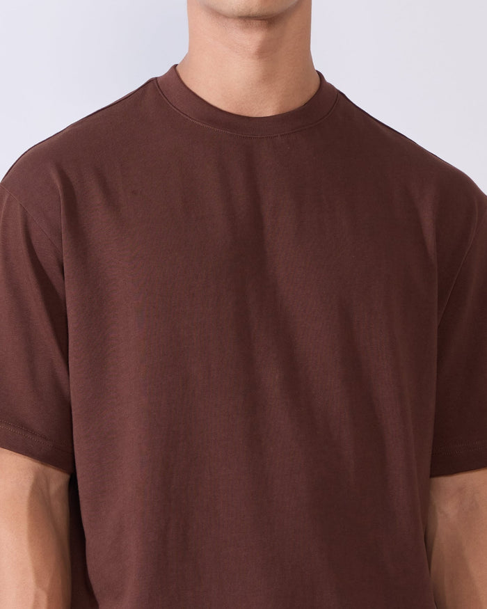 Men's Loose Fit Round Neck T-Shirt in Chocolate Brown