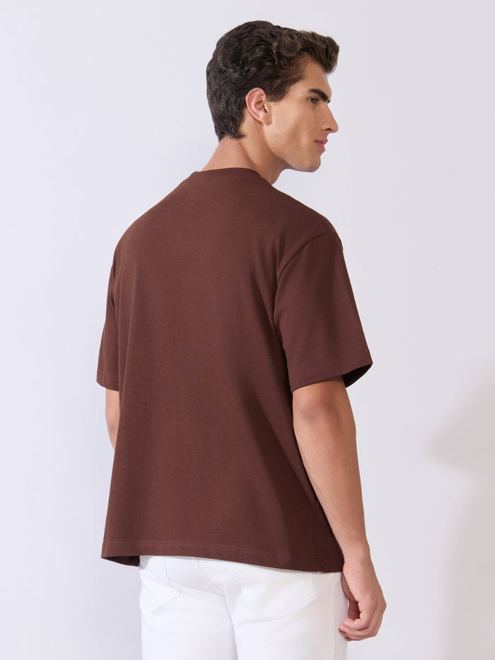 Men's Loose Fit Round Neck T-Shirt in Chocolate Brown
